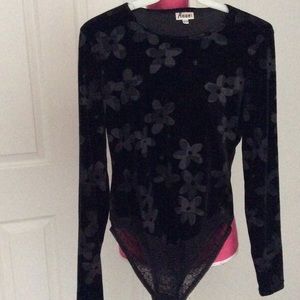 Anue Ligne black velvet bodysuit